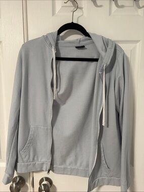 Eddie Bauer Light Blue Zip-Up Hoodie Sweater